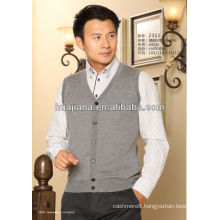 men's 100% cachemire knitting sleevesless vest cardigan